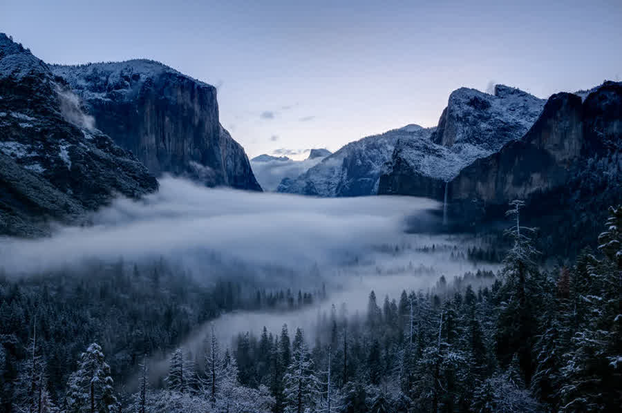 Tunnel View mit Neuschnee
