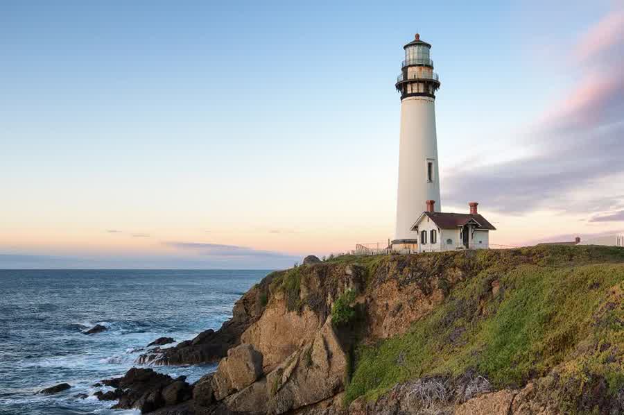 Pigeon Point Lighthouse bei Sonnenuntergang
